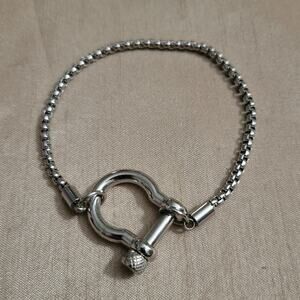 Silver stainless steel shackle clasp bracelet